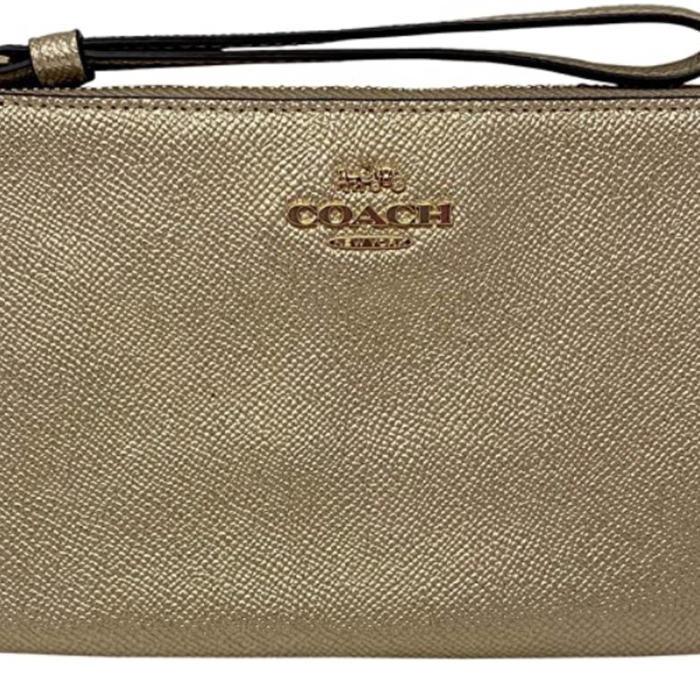 Coach Wristlet Metallic Gold - Crossgrain Leather - Corner Zip  No C2189